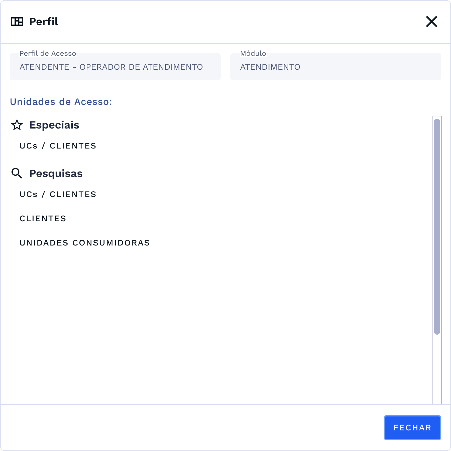 Perfis-Unidades de Acesso