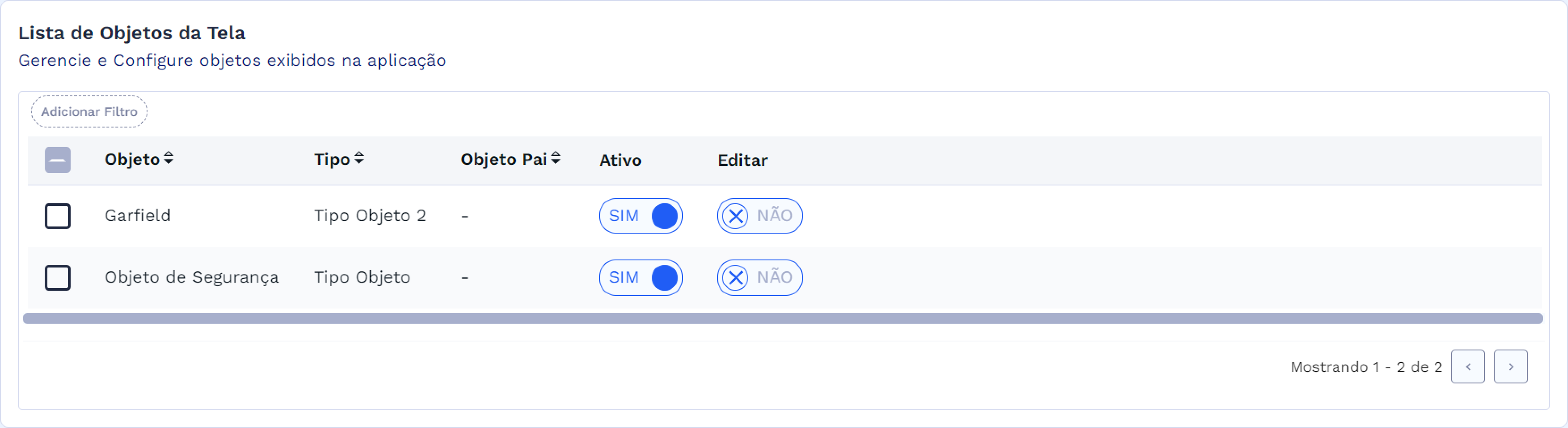 Lista de Objetos Encontrados